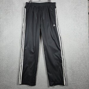Adidas Track Pants Mens Large Black 3 Stripe Climaproof Mesh Lined Straight Y2K